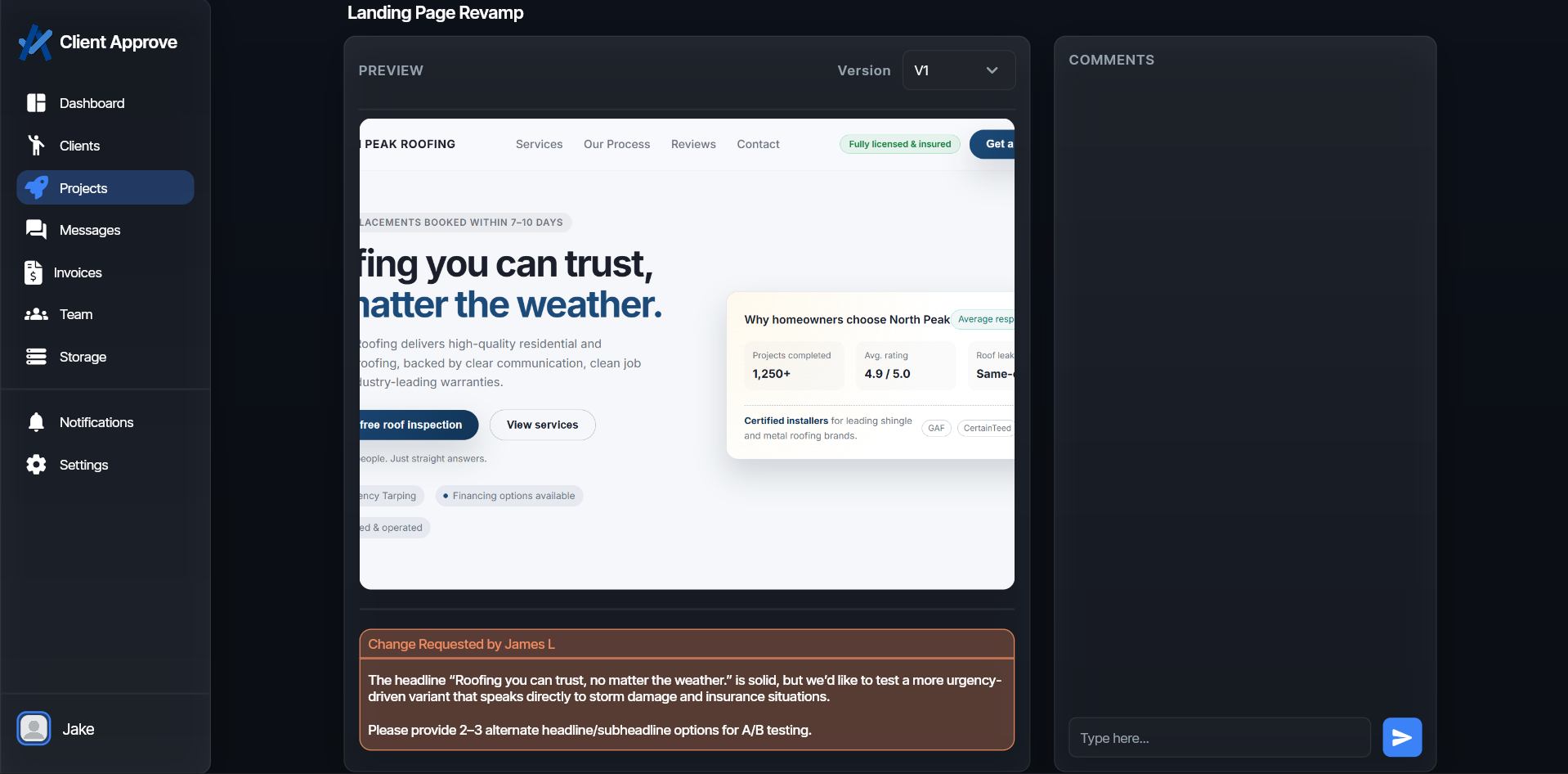 Client Approve client portal overview